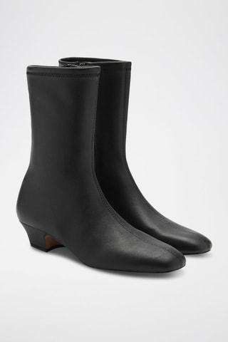 Bottines cuir talon rectangulaire - Noir