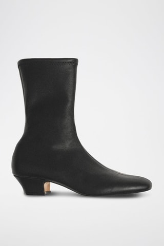 Bottines cuir talon rectangulaire - Noir