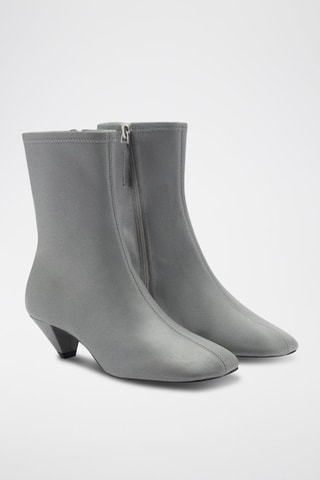 Bottines cuir bout carré - Gris