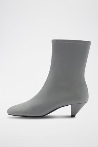 Bottines cuir bout carré - Gris