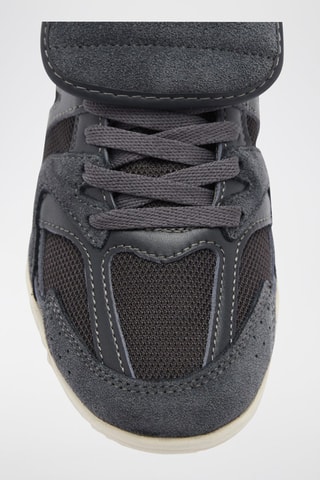 Baskets empiècements cuir - Bleu marine