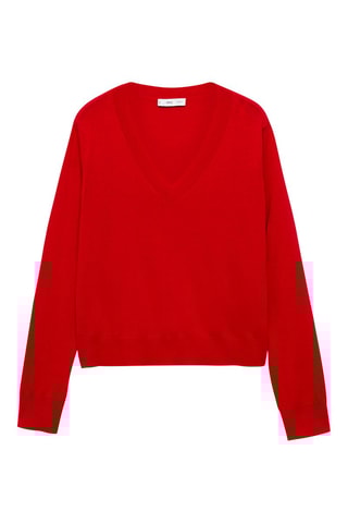 Pull-over maille fine col V - Rouge