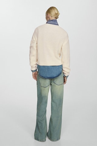 Pull-over grosse maille perles - Écru