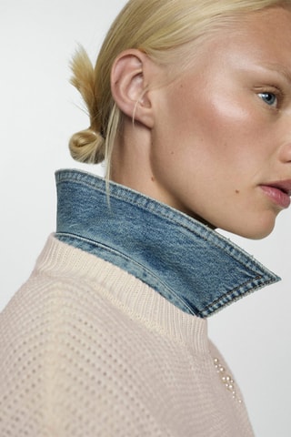 Pull-over grosse maille perles - Écru