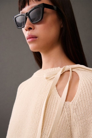 Pull-over maille ouvertures - Écru