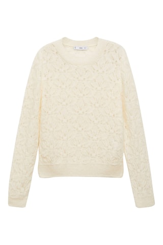 Pull-over maille détails ajourés - Écru