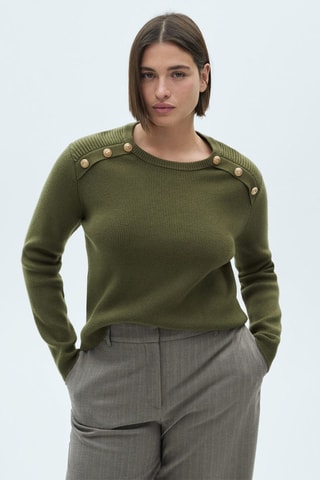 Pull-over boutons bijoux - Kaki