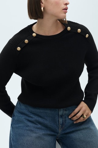 Pull-over boutons bijoux - Noir