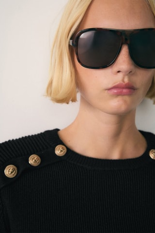 Pull-over boutons bijoux - Noir