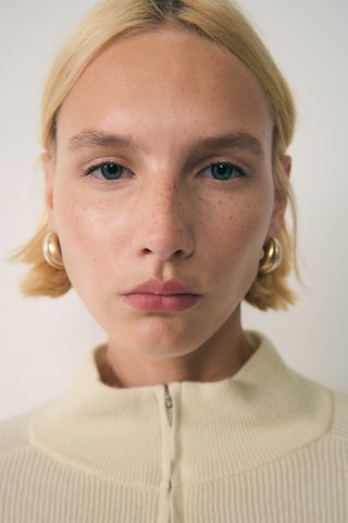 Pull-over col montant zip - Écru