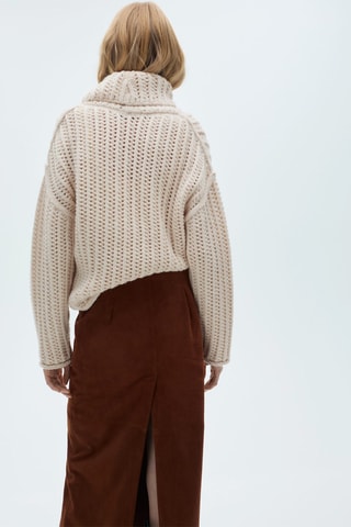 Pull-over ajouré col montant - Écru