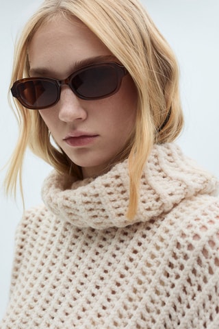 Pull-over ajouré col montant - Écru