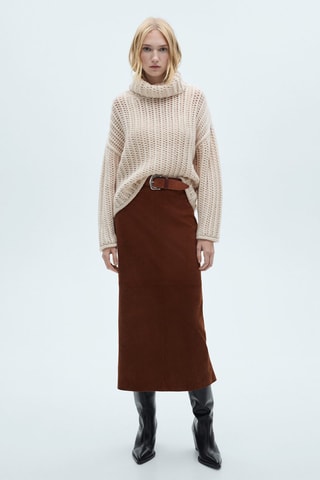 Pull-over ajouré col montant - Écru