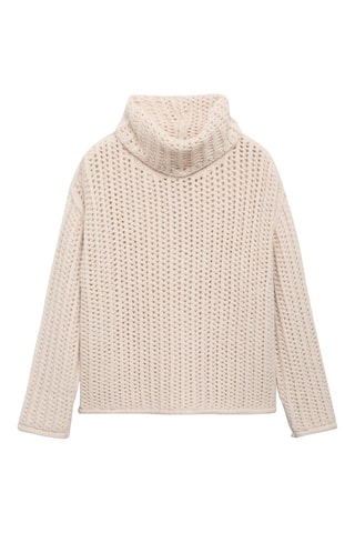 Pull-over ajouré col montant - Écru