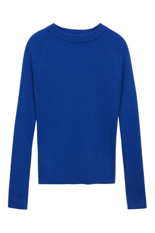 Pull-over maille côtelée fine - Bleu