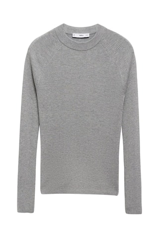 Pull-over maille côtelée fine - Gris clair chiné