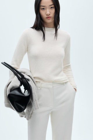 Pull-over col rond boutons - Écru