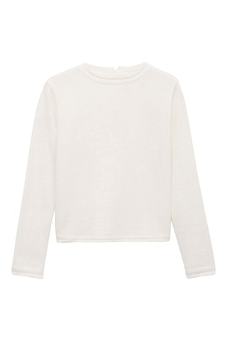 Pull-over col rond boutons - Écru