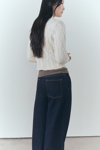 Pull-over torsades col montant - Écru