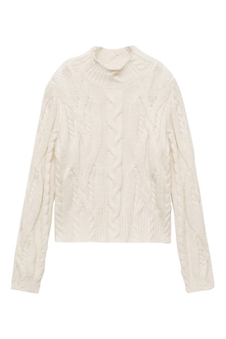 Pull-over torsades col montant - Écru