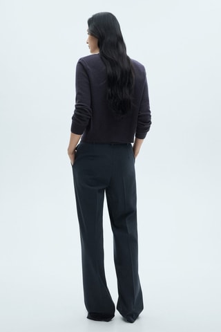 Pull-over maille coton lin col rond - Bleu marine