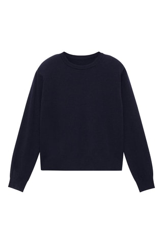 Pull-over maille coton lin col rond - Bleu marine