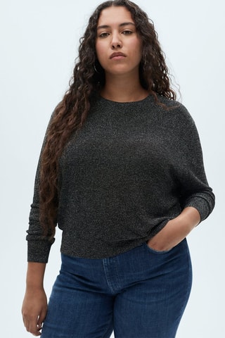 Pull-over Lurex col rond - Noir