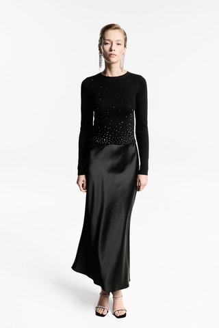 Pull-over crop strass - Noir