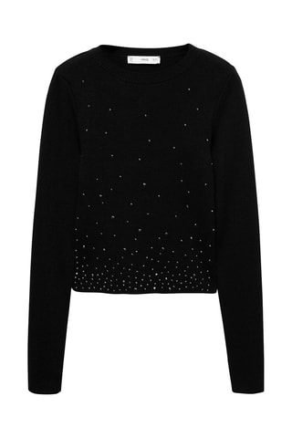 Pull-over crop strass - Noir