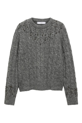 Pull-over torsades détail perles - Gris
