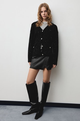 Cardigan maille détails brillants - Noir