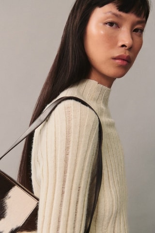 Pull-over maille côtelée lâche - Ecru