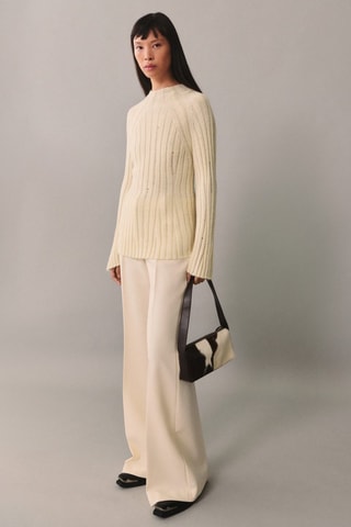 Pull-over maille côtelée lâche - Ecru