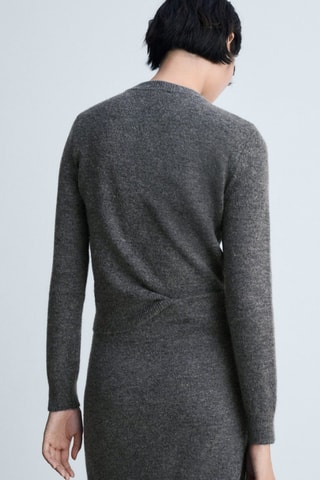 Pull-over maille coton lin col rond - Gris