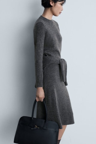 Pull-over maille coton lin col rond - Gris