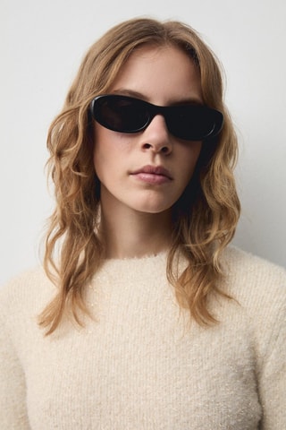 Pull-over manches longues détail brillant - Ecru