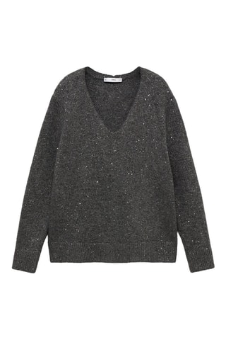 Pull-over col V paillettes - Anthracite