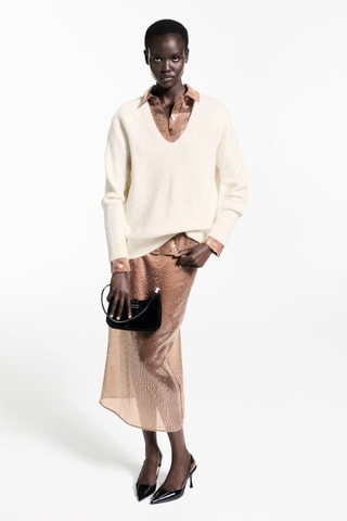 Pull-over col V paillettes - Doré