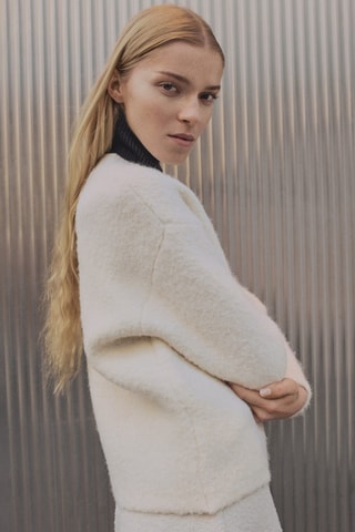 Pull-over col rond toucher doux - Ecru