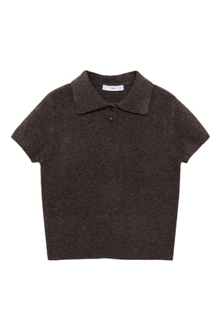 Pull-over manches courtes col polo - Marron