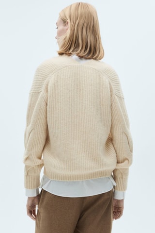 Pull-over torsades col V - Ecru