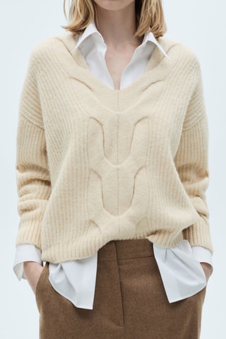 Pull-over torsades col V - Ecru