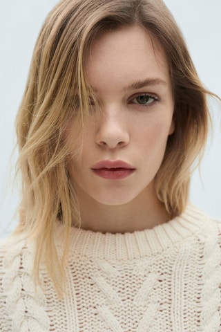 Pull-over torsadé rayures - Ecru