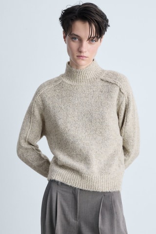 Pull-over maille col montant - Sable