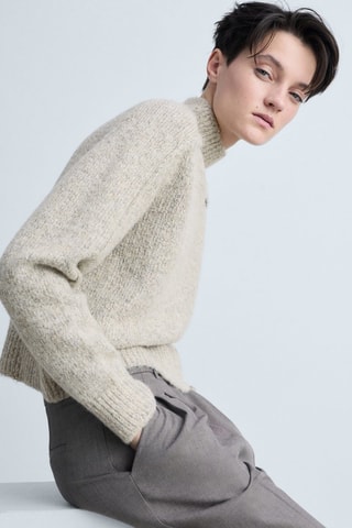 Pull-over maille col montant - Sable