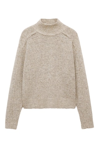 Pull-over maille col montant - Sable