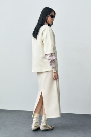 Pull-over maille fine manches courtes - Blanc