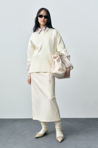 Pull-over maille fine manches courtes - Blanc