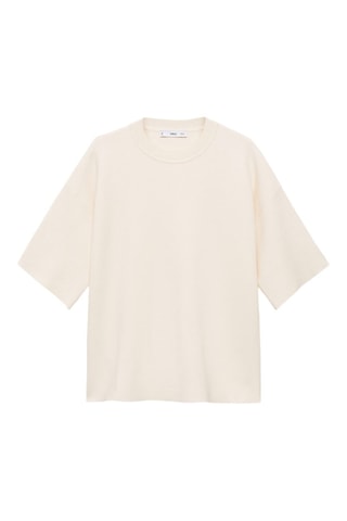 Pull-over maille fine manches courtes - Blanc