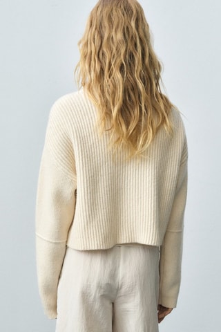 Pull-over laine mélangée col roulé - Ecru